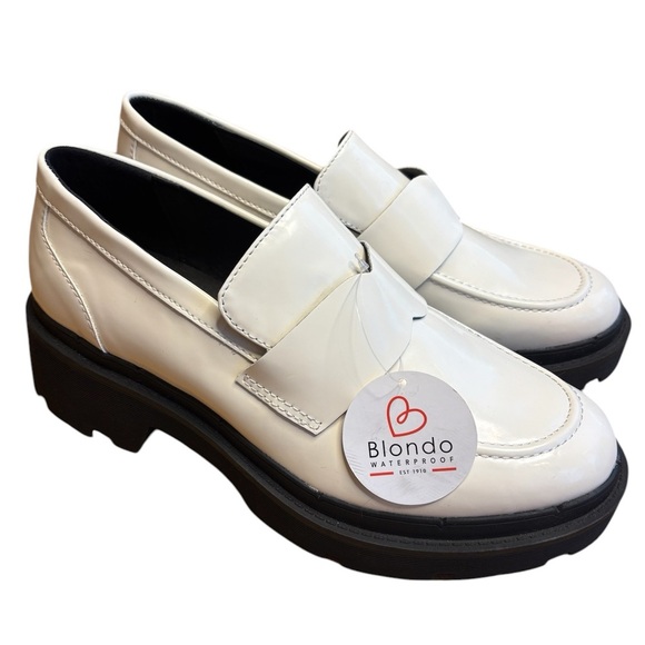 Blondo Chunky Loafers Waterproof Cream Lug Sole Shoes NWOB Size 10 - Picture 1 of 6